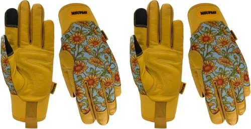 Vista 29 de Guantes de jardinería a prueba de espinas y resistentes a pinchazos con agarre, guante de jardín para mujer, regalos de cuero para trabajo