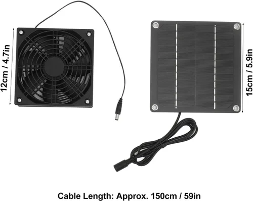 Vista 7 de Kit de ventilador solar Panel Solar Invernadero Jardín Monocristalino Silicio Abs Solar Extractor Solar