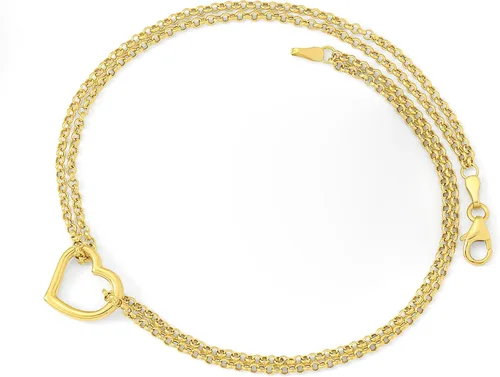 Vista 3 de Ross-Simons Tobillera de corazón de 2 hebras de oro amarillo de 14 quilates. 10 pulgadas