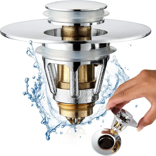 Vista 12 de Tapón Universal para Lavabo de Baño - Filtro de Drenaje de Lavabo con Rebote, Tapón de Drenaje Emergente de Níquel Cepillado, Tapón de Fregadero