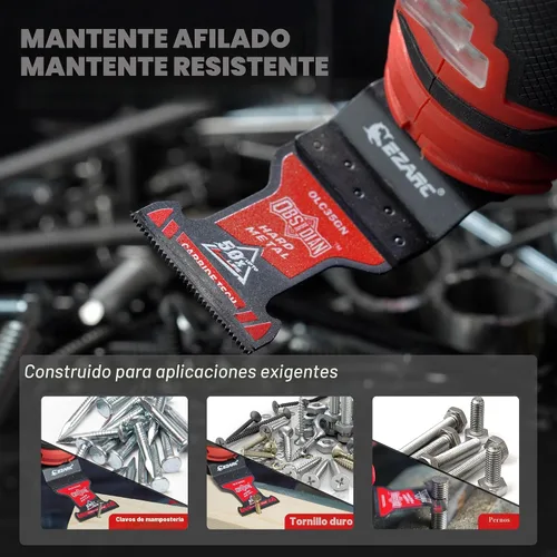 Vista 4 de EZARC Hojas de sierra oscilantes de carburo de obsidiana, cuchillas multiherramienta de liberación rápida para metal duro, clavos, pernos