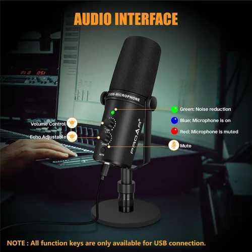Vista 6 de Micrófono dinámico XLR/USB, micrófono de computadora de PC para podcasting, grabación vocal, transmisión en vivo, juegos, voz en off, kit