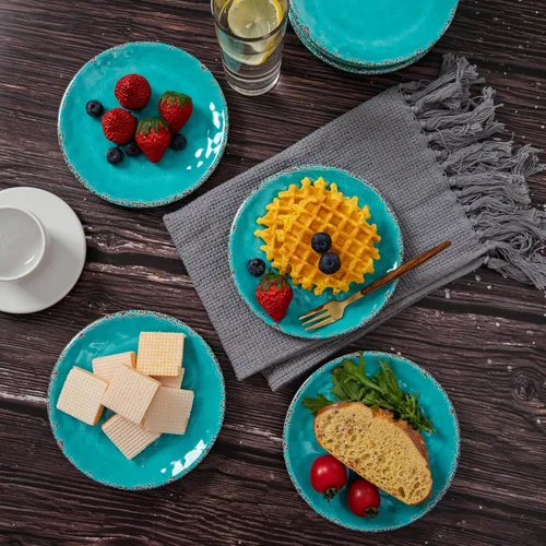 Vista 2 de Plato de Postre de Melamina, Platos Pequeños para Cena de 6 Pulgadas, Juego de 8, Platos Vintage para Aperitivos Platos para Servir, Platos Pequeños