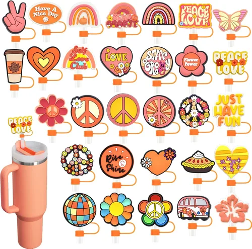Vista 23 de 19 tapas de pajitas con diseño de juego para vaso Stanley de 40 oz/30 oz, tapa de pajita reutilizable de 10 mm, accesorios bonitos para la parte