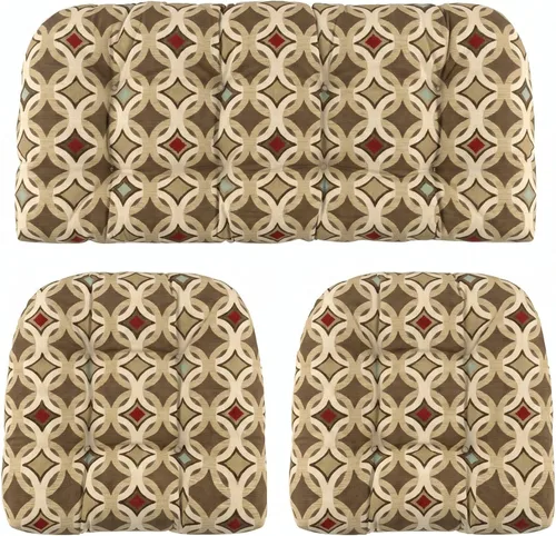 Vista 19 de RSH DECOR: Sunbrella - Juego de 3 cojines de mimbre copetudos 41 x 19 pulgadas y 19 x 19 pulgadas Fabricado con tela de rendimiento Sunbrella