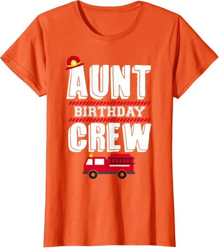 Vista 62 de Aunt Birthday Crew Fire Truck Fireman - Camiseta para fiesta de acogida, Negro, S