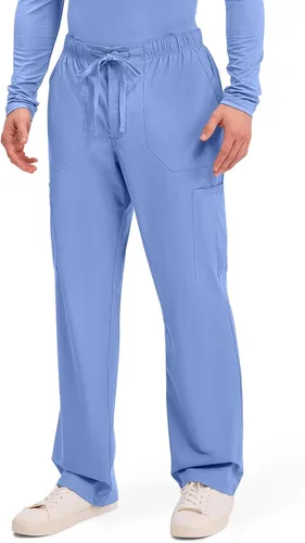 Vista 3 de Cherokee Scrubs for Men Tapered Leg Cargo Scrub Pants with Zip Fly, 5 Pockets Elastic Waist 2-Way Stretch & Easy Care WW190