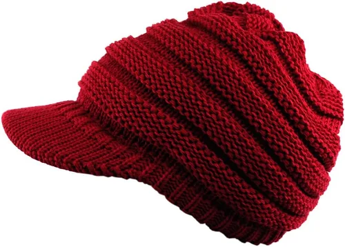 Vista 15 de C.C Gorro de punto trenzado cálido y grueso con visera