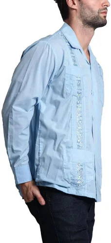 Vista 3 de G-style EE. UU. Remera playera mangas cortas de guayabera cubana para hombres