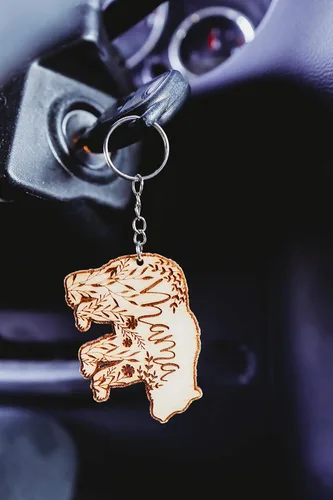 Vista 5 de Wooden Mama Bear Keychain Gift For Mom, Engraved Mama Bear Keyring Gift For Her