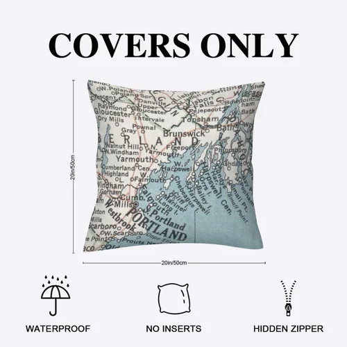 Vista 2 de Casco Bay Maine - Funda de almohada para exteriores, diseño de mapa de Estados Unidos, impermeable, decoración del hogar para muebles de patio