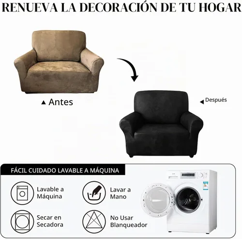 Vista 6 de ANARACHON - Funda elástica para sillón con aspecto de piel, 1 pieza Negro