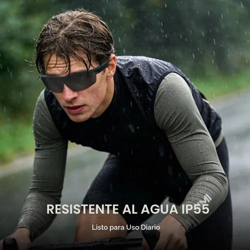Vista 6 de Gafas Bluetooth impermeables para ciclismo, correr, color negro