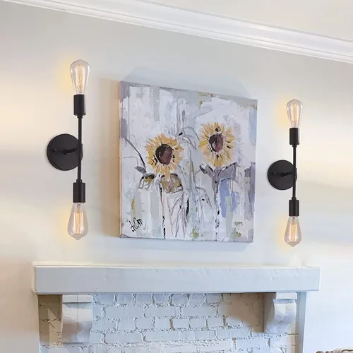 Vista 9 de Moderna lámpara de pared E26 con enchufe dorado cepillado, lámpara de pared de mediados de siglo, iluminación de techo para pasillo, sala de estar 2