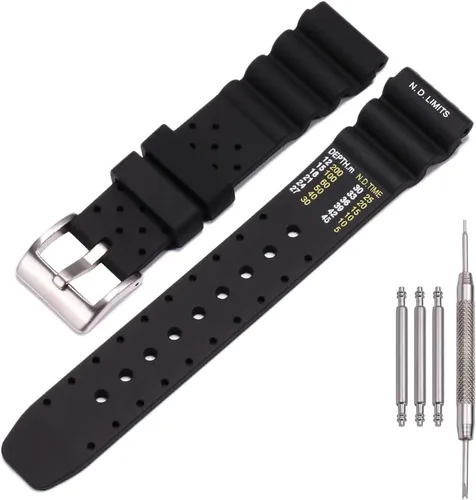 Vista 7 de Correa de silicona suave de 0.787 in compatible con Citizen Hyper Aqualand Duplex Promaster para hombre, correa de reloj de buceo impermeable