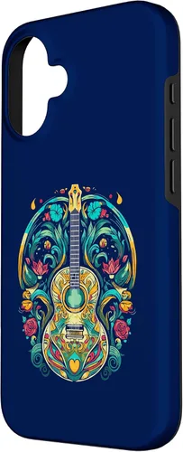 Vista 2 de Funda para iPhone 16 para guitarra abstracta, decoración artística, amante de la música