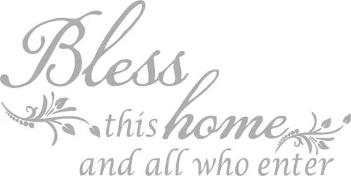 Vista 12 de Decoración de calcomanía de vinilo con texto en inglés “Bless This Home and All who Enter”, para la entrada o la sala de estar