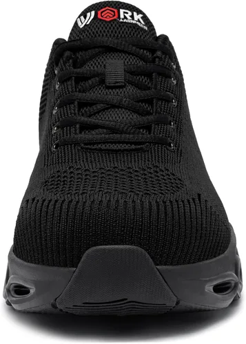 Vista 2 de LARNMERN Zapatos de punta de acero para hombres y mujeres, ligeros, cómodos, Snkeakers, transpirables, zapatos de trabajo indestructibles