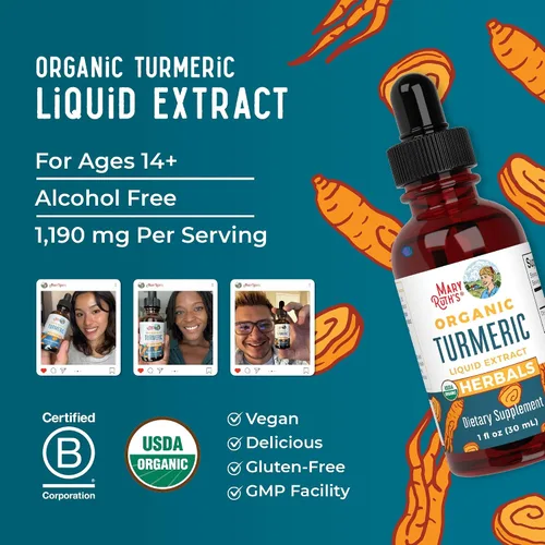 Vista 8 de MaryRuth Organics Extracto líquido de cúrcuma orgánica, sin azúcar, orgánico por la USDA, suplemento de cúrcuma orgánica, sin OMG, sin gluten