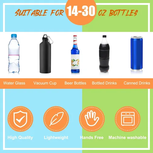 Vista 5 de Berlune Soporte para botella de agua de 14 a 30 onzas con cordón y bolsillo con cremallera, bolsa de malla ajustable para caminar