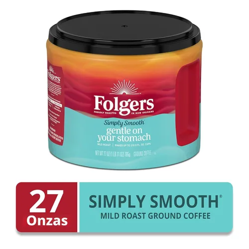 Vista 2 de Folgers Simply Smooth - Café molido de tueste suave, recipiente de 27 onzas