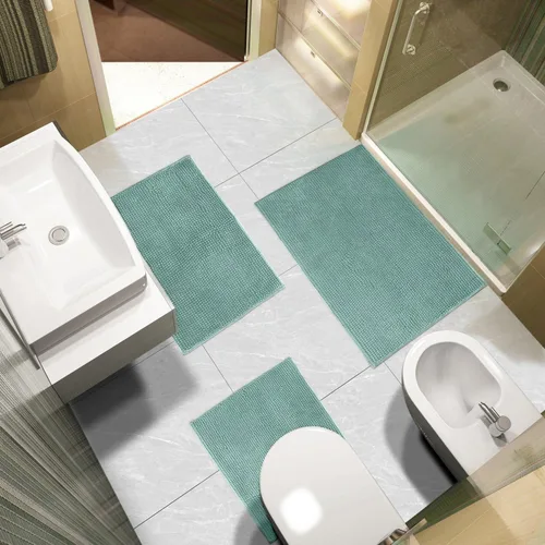 Vista 2 de Urvoix Juegos de Alfombras de Baño de 3 Piezas, Alfombra de Baño de Chenilla Antideslizante - Ultra Suave, Lavable, Tapete de Baño Súper Absorbente