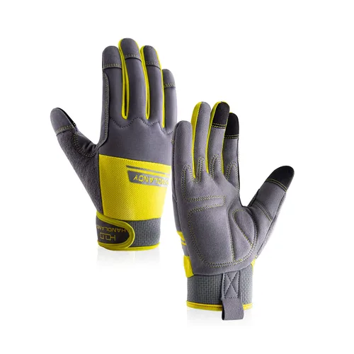 Vista 8 de HANDLANDY Guantes de trabajo de agarre para mujeres y hombres, guantes de trabajo de seguridad y utilidad para jardín, guantes de mecánicos Negro