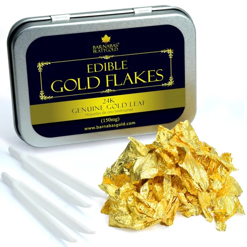 Vista 10 de Barnabas - Hojas de hojuelas de oro comestibles para alimentos (bebidas), 1 paquete