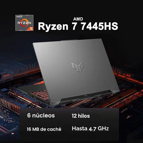 Vista 3 de ASUS TUF Gaming A16 Laptop de 16 pulgadas WUXGA IPS 144Hz AMD 6 núcleos Ryzen 7 7445HS 16GB RAM 1TB SSD GeForce RTX 4050 (hasta 194 AI Tops) RGB