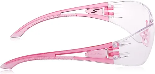 Vista 3 de Lentes de seguridad Optima con laterales en color rosa, transparentes, se venden por par