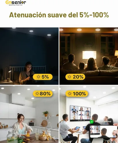Vista 4 de Ensenior Paquete de 24 luces LED empotrables de 4 pulgadas, oblea regulable Blanco-5CCT