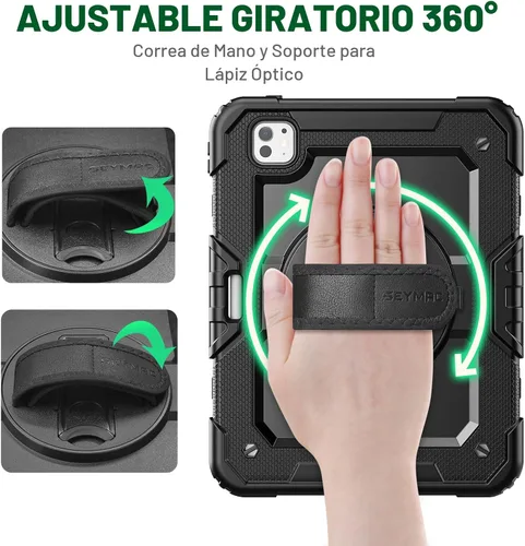 Vista 3 de SEYMAC para iPad Pro de 11 pulgadas Funda M5 2025/M4 2024, Funda Protectora Resistente a Prueba de Golpes con Protector de Pantalla, Soporte