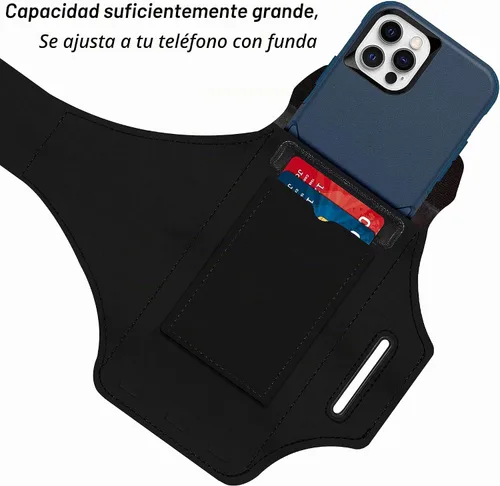 Vista 3 de Brazalete para iPhone 17 Pro Max/16 Pro Max/16 Plus/15 Pro Max/15 Plus/iPhone 14, 13, 12, 11 Pro Max/XS Max, resistente al agua con ranura de Negro