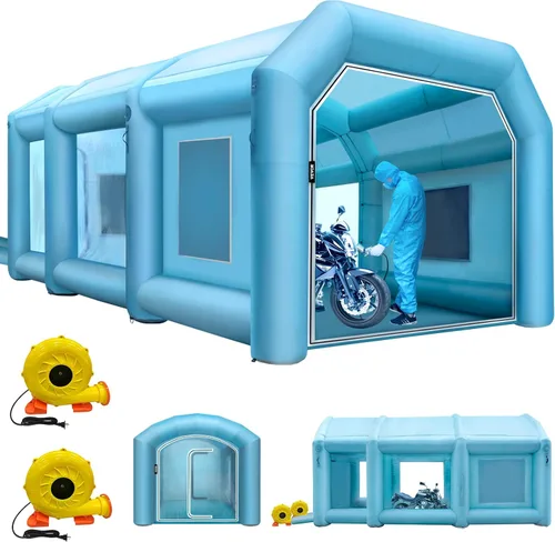Vista 10 de VEVOR Cabina de Pintura Inflable Portátil, Cabina de Pulverización Inflable de 13 x 8 x 8 pies, Carpa de Pintura para Automóvil con Sistema