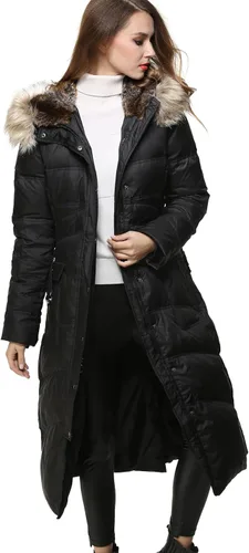 Vista 8 de Bldo Chaqueta larga con capucha y piel, engrosada, para mujer