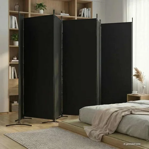 Vista 2 de 6 Panel Folding Room Divider Privacy Screen 204.7x70.9 Black