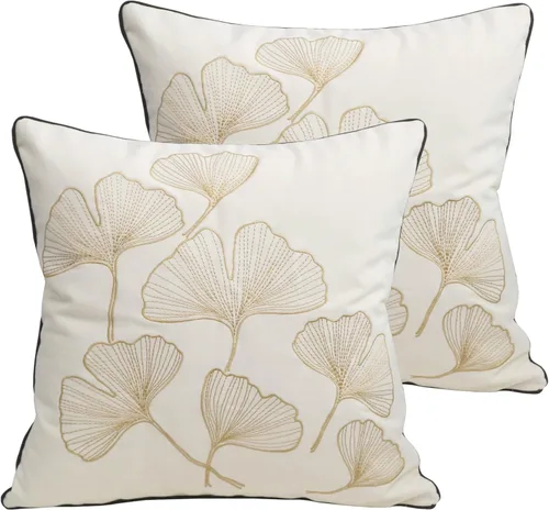Vista 10 de Fundas de almohada bordadas, 4 girasoles de 18 x 18 pulgadas, diseño floral, 100% algodón, decoración del hogar, flores amarillas, 17.7 x 17.7 in, 1