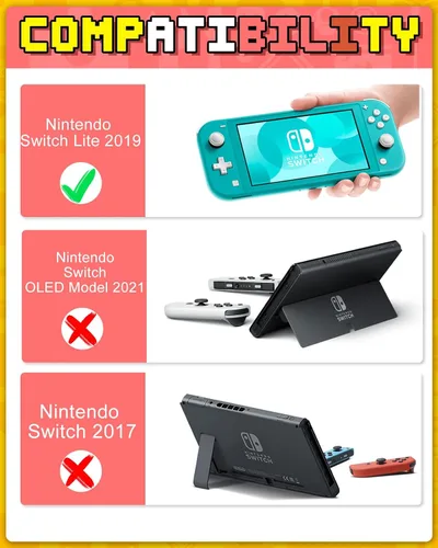 Vista 2 de Xinocy for Nintendo Switch Lite 7 in 1 Storage Accessories Kit with Travel Carrying Case+Switch Lite Protective Cover+Game Case