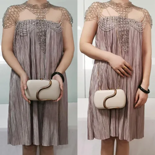 Vista 6 de Bolso de mano de piel sintética desmontable con cadena cruzada, bolso de noche, bolso de mano para mujer, formal, boda, fiesta, baile de graduación