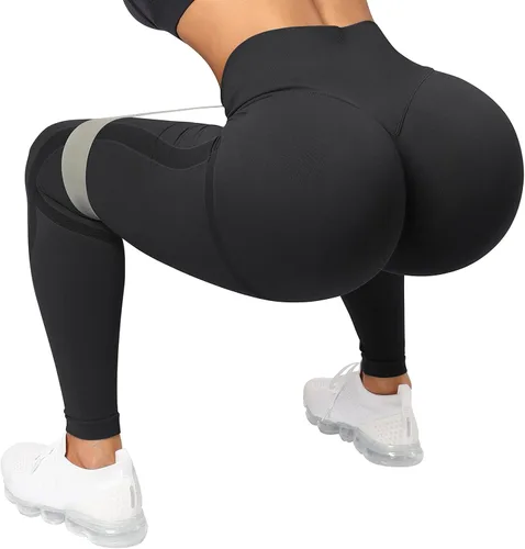 Vista 4 de DOULAFASS Leggings de levantamiento de glúteos para mujer, sin costuras, cintura alta, pantalones de yoga para entrenamiento