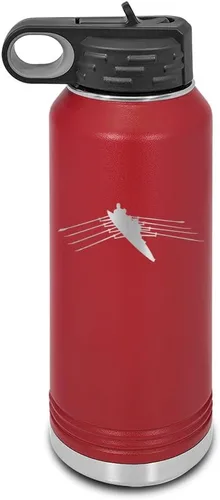 Vista 9 de Row - Botella de agua grabada con láser personalizable de acero inoxidable con pajilla, color azul marino, 32 onzas