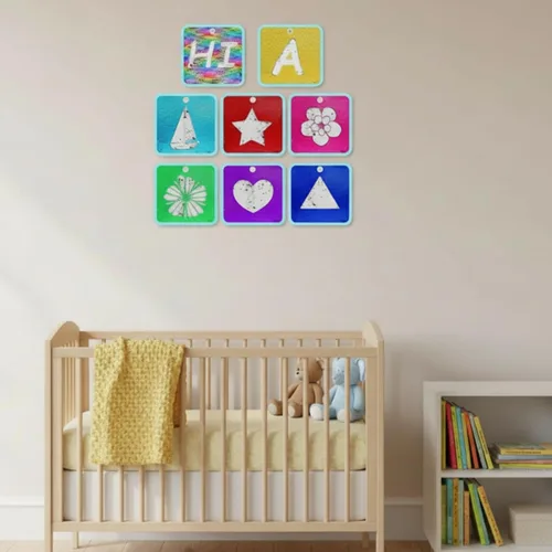 Vista 5 de VitalCozy 8 tapetes sensoriales de lentejuelas con panel de pared de tela de lentejuelas de 8 pulgadas, surtido de azulejos sensoriales táctiles