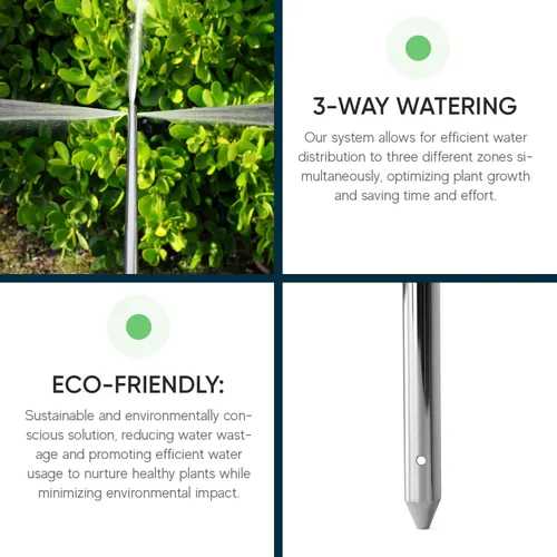 Vista 7 de Varomorus Alimentador de raíces profundas de acero inoxidable para riego de árboles, herramienta de riego para plantas al aire libre, sistema