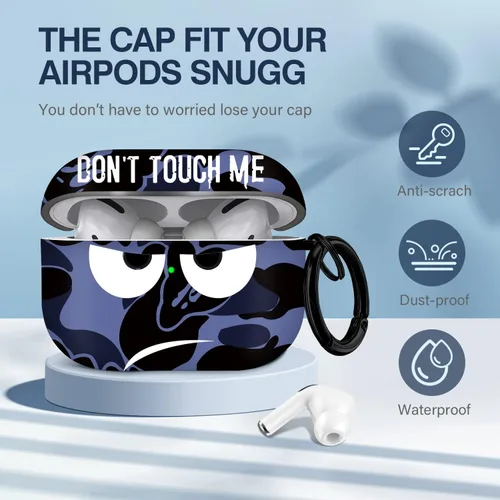 Vista 6 de Funda para Airpods Pro de 2ª Generación Caso 2022, Don't Touch Me para Airpods Pro 2 Funda con Llavero/Cordón Funda Suave Bonita Resistente a Golpes