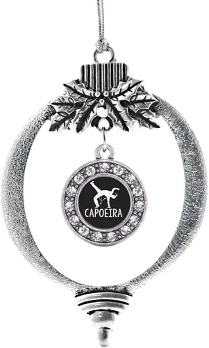Vista 121 de Inspired Silver - Adorno con dije de cara de carlino - Adornos navideños de círculo de plata con joyas de circonita cúbica