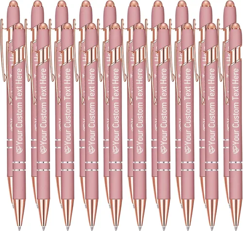 Vista 14 de STREADVE Bolígrafos personalizados personalizados con nombre grabado, logotipo, texto, bolígrafos de escritura suave, regalo personalizado para Negro