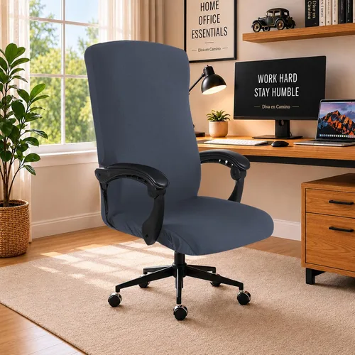 Vista 85 de Fundas elásticas resistentes al agua para sillas de computadora - Protectores lavables para respaldo giratorio y asiento para mascotas - Negro