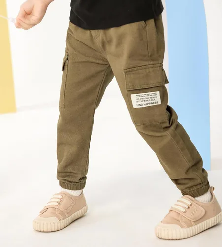 Vista 7 de Feidoog Pantalones deportivos de algodón sólido con cintura elástica para niños pequeños, paquete de 23