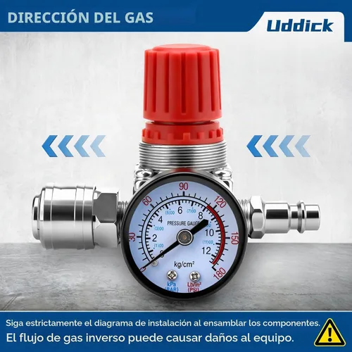 Vista 6 de Regulador de presión del compresor de aire 1/4 "Válvula de expansión neumática, válvula de control de presión con conexión 180psi 12bar