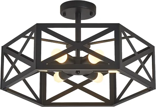 Vista 13 de Lámpara de Techo Moderna Semi-Empotrada, Lámparas de Techo Empotradas Hexagonales de 1 Luz para Accesorio de Iluminación de Comedor, Accesorios